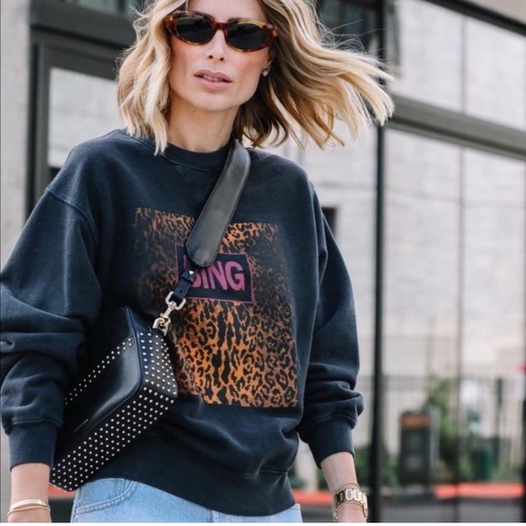 anine bing leopard sweater